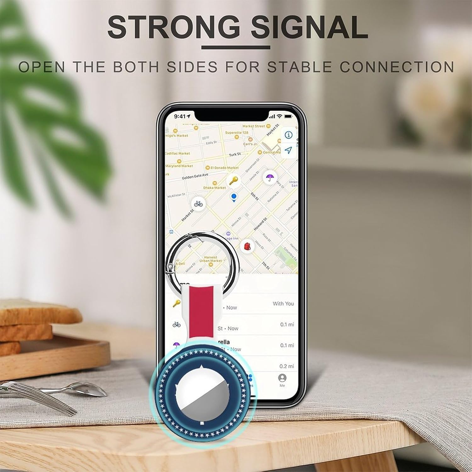 U.S. UK and Canada Flag Funny Cover Compatible with AirTag Case Protector GPS Tracker Holder with Keychain