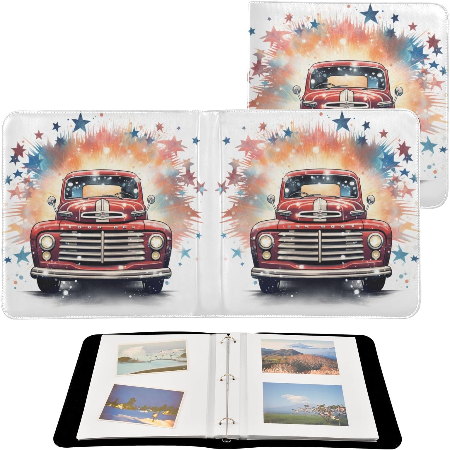 Photo Album Large Self Adhesive Scrapbook Albums Book DIY Red Car for 2×3 4×6 5×7 6×8 Pictures Leather Cover Personalized
