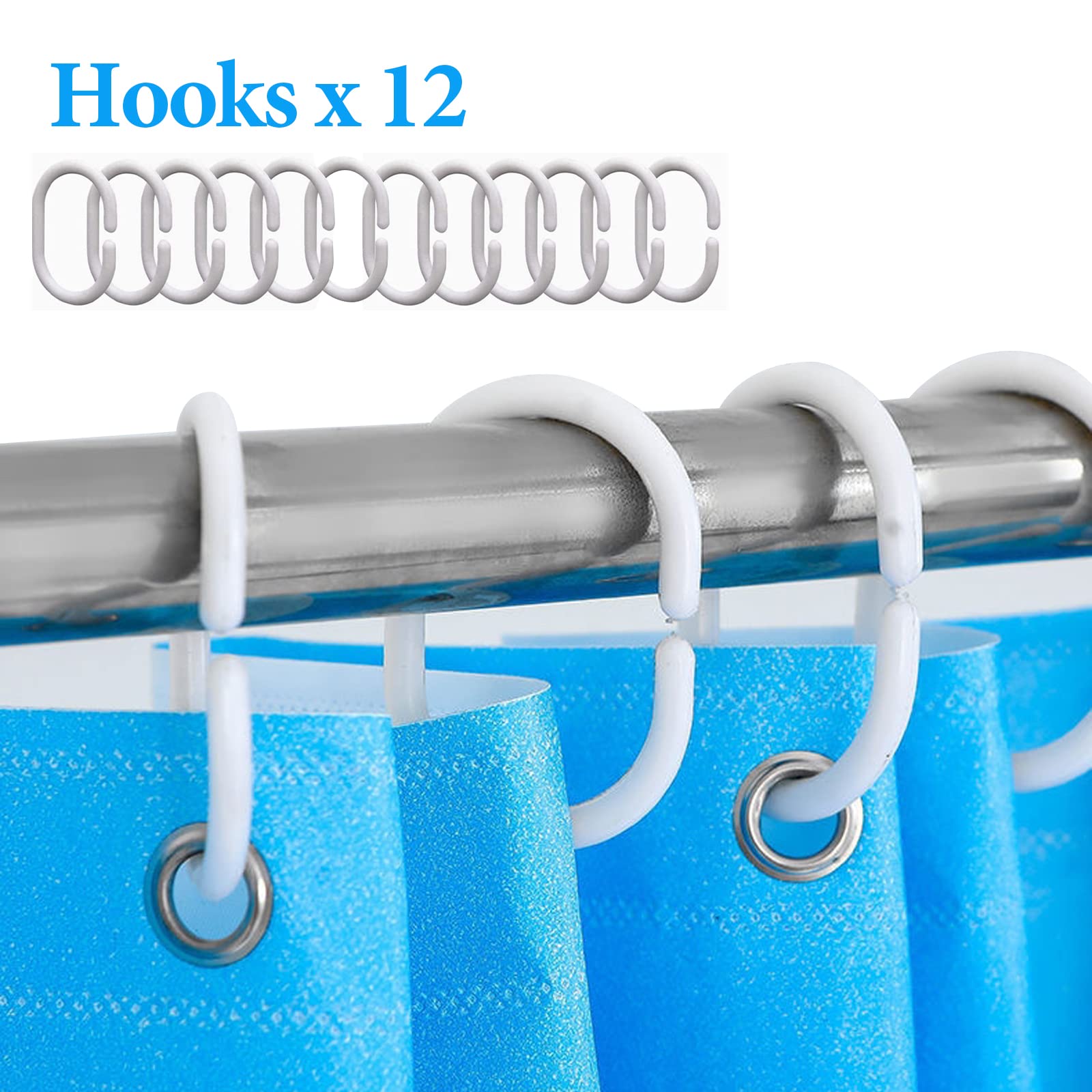 DHSWNNG Shower Curtains Mould Proof Resistant Blue Shower Curtain with 14 Hooks 180 X 200cm Dolphin Waterproof Bath Bathtub Curtain for Bathroom Wet Room Tub - Image 3
