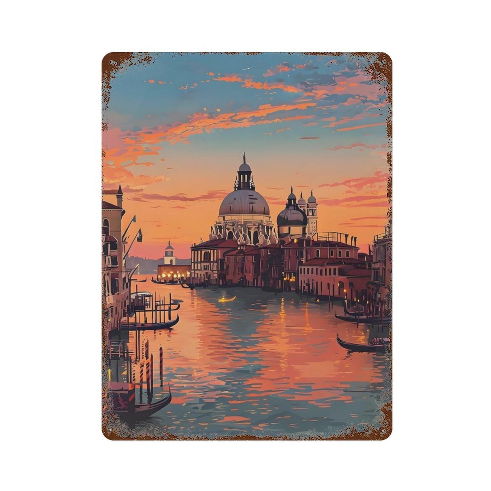 xiaoxiaoshen Vintage Landmark Venice Wall Decor Art Metal Tin Poster Modern Home Decor Art Home Bar Shop Decorations Vintage Sign 40x30cm