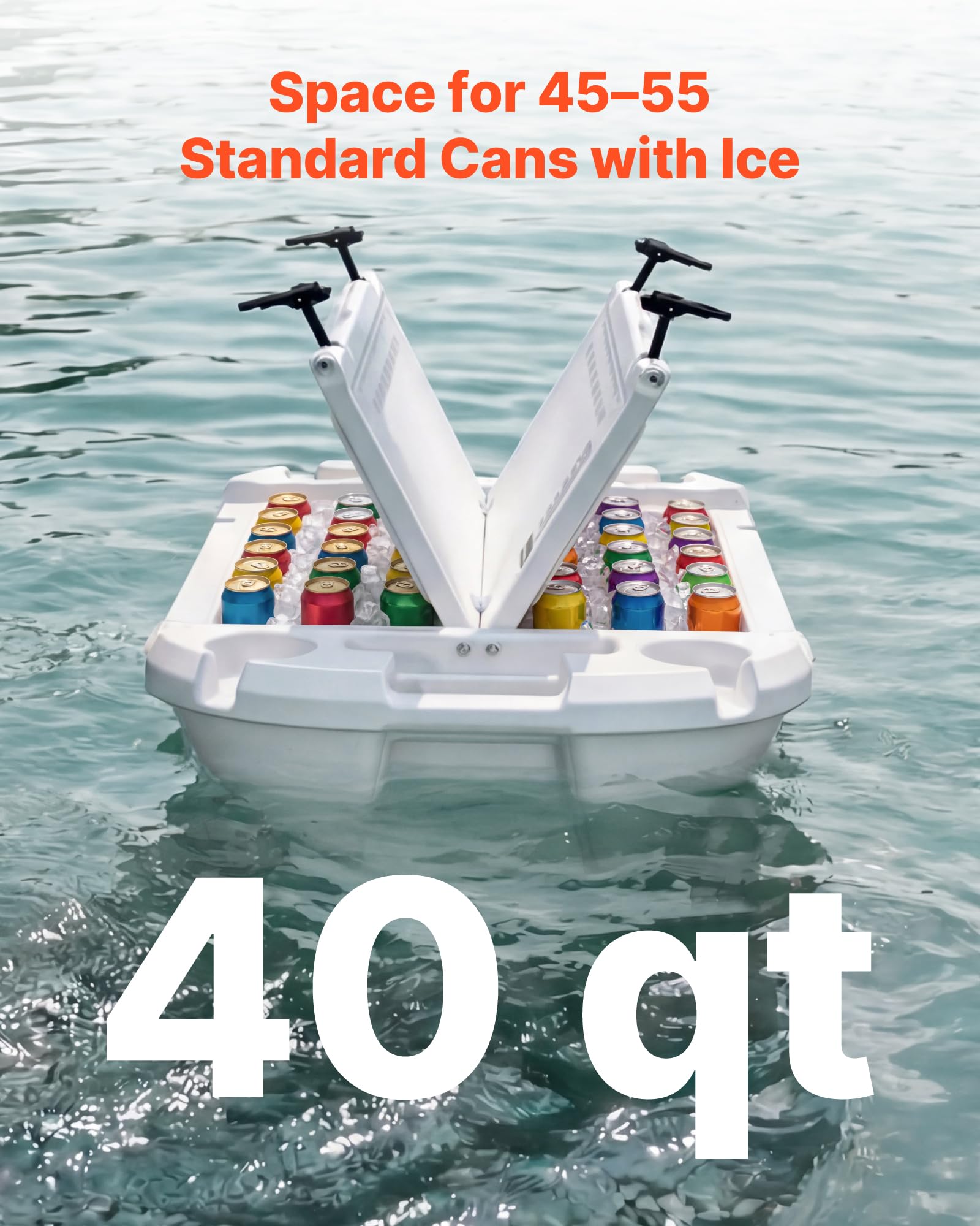 VEVOR Nevera Flotante 37,9 L Enfriador Flotante para Agua y Tierra con Carcasa Rígida Aislada, Portavasos, Asas Laterales, Cuerda de Remolque para Playa Piscina Lago Barco Bebida Hielo, Color Blanco