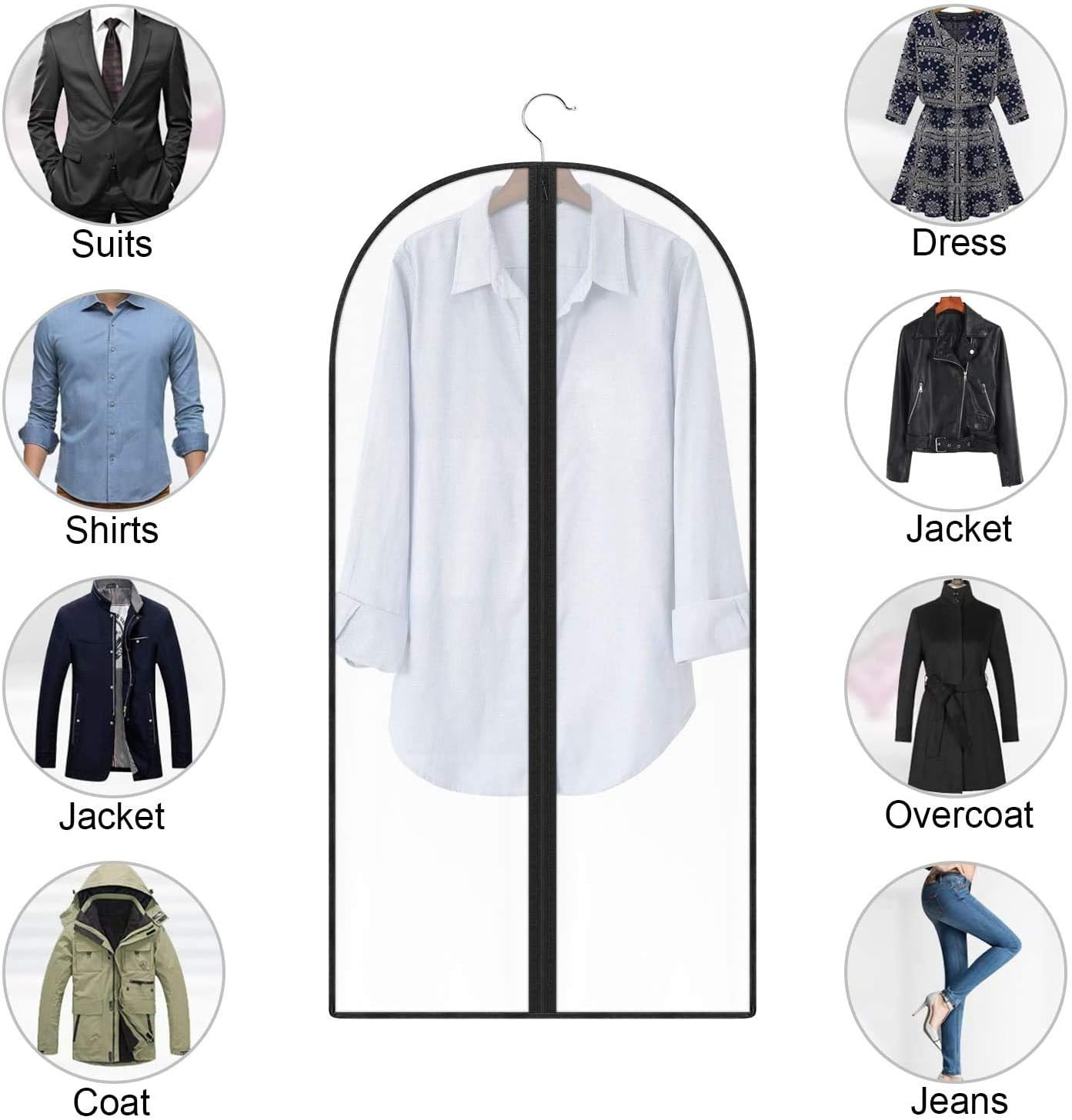 Garment Cover Clothes Protector Suit Bag for Storage Travel 5 x 40” + 5 x 47” Sturdy Full Zipper Store Dresses Suits Coats - Set of 10 : Everything Else