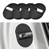 Car Door Lock Latches Cover, Carbon Fiber Vehicle Door Lock Cover for Car Noise Reduction, Automotive Strike Protector Trim Decoration Accessories, Universal for Most Cars (Black)