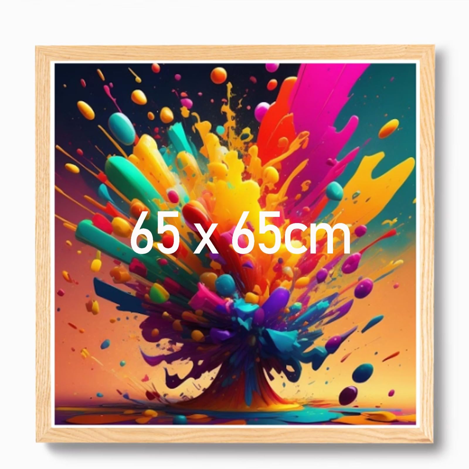Bloomingtons Direct 65x65cm Square Photo Frame Oak - Square Picture Poster Frames With Safe Perspex Front & Wall Mounting Hooks - Square Frame Oak, 65 x 65 cm