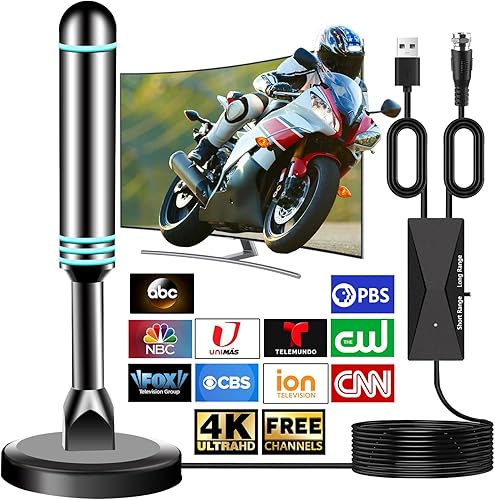 TV Antenna for Local Channels, Indoor Antenna for Smart TV, Digital Antenna for TVs with Amplifier, Long Range Reception HDTV Antennas with Strong Magnetic Base, Antennas for TVs Without Cable