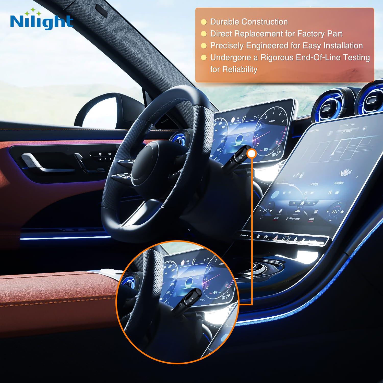Nilight Turn Signal Switch Compatible with 2002 2003 2004 2005 2006 2007 2008 2009 Dodge Ram 2004-2009 Durango 2005-2010 Dakota 2007-2009 Aspen 2006-2009 Raider Blinker Lever Switch, 2 Year Warranty