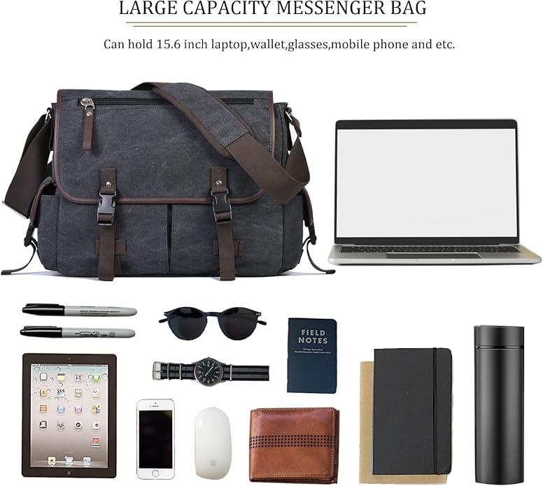Maletín para Laptop 15.6 Pulgadas, Bolso Bandolera de Lona miniatura 6