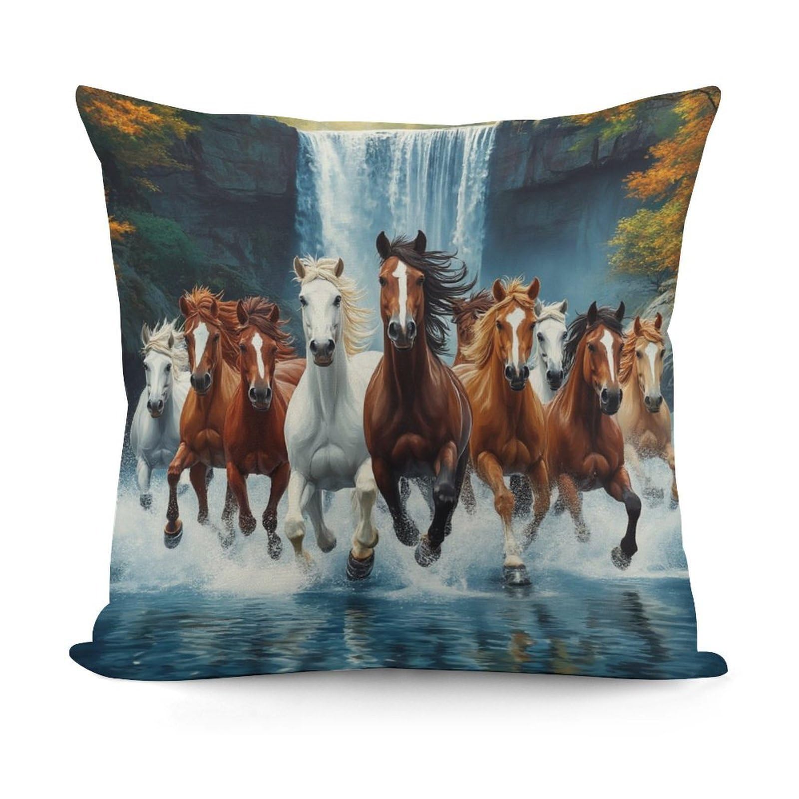 Smazdfxx Picture(544) All Seasons Decorative Throw Soft Comfort Wild Animal Running Horse Art Pillow Covers For Living Room Couch Bed Sofa