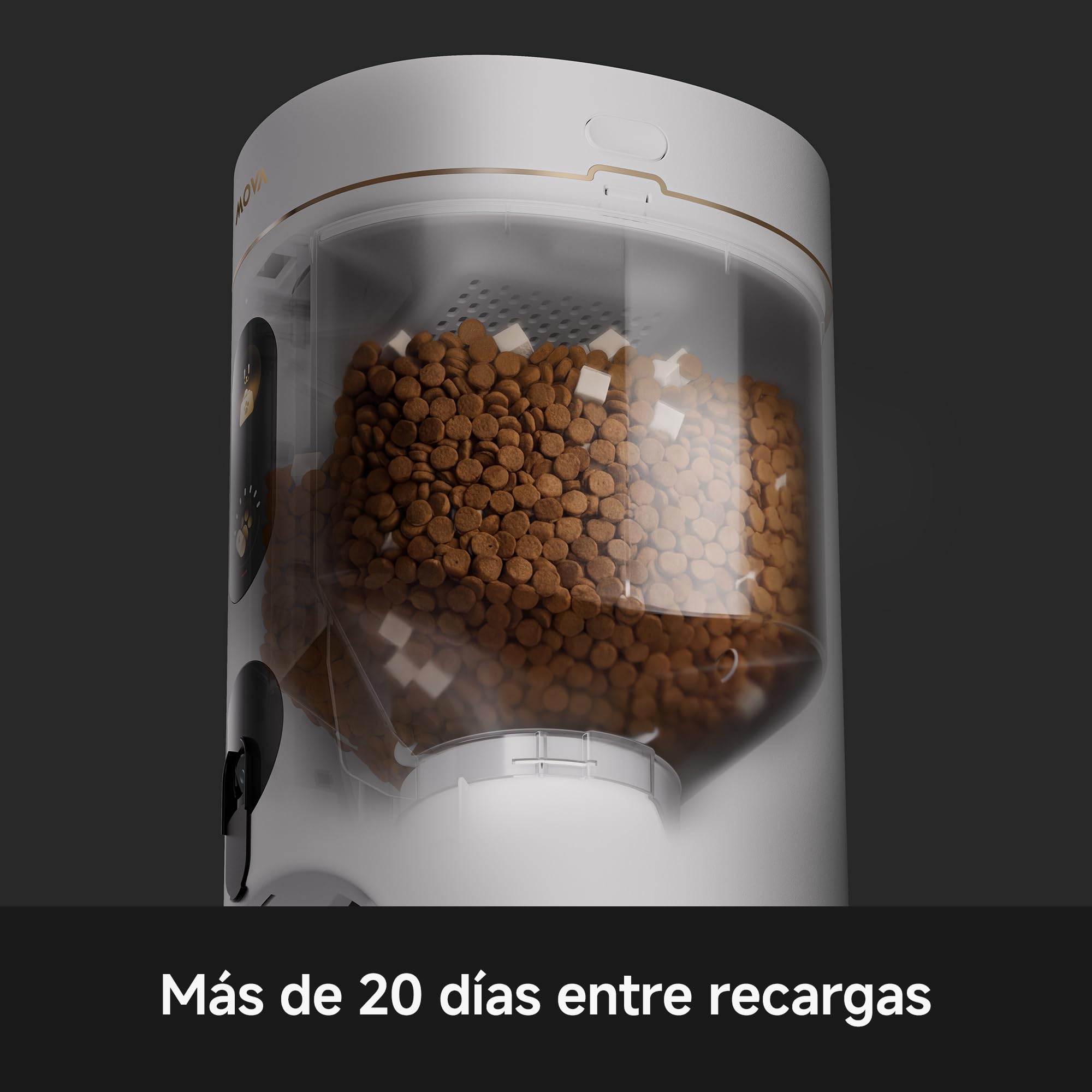 MOVA NutriPal 10 Ultra, comedero para Mascotas con Compartimento para 7 días de Suplementos, cámara HD 1080p, Amplia visión, 4 Modos, Panel de 4,2″, 4 L de Capacidad (20 días), para pienso de 12mm