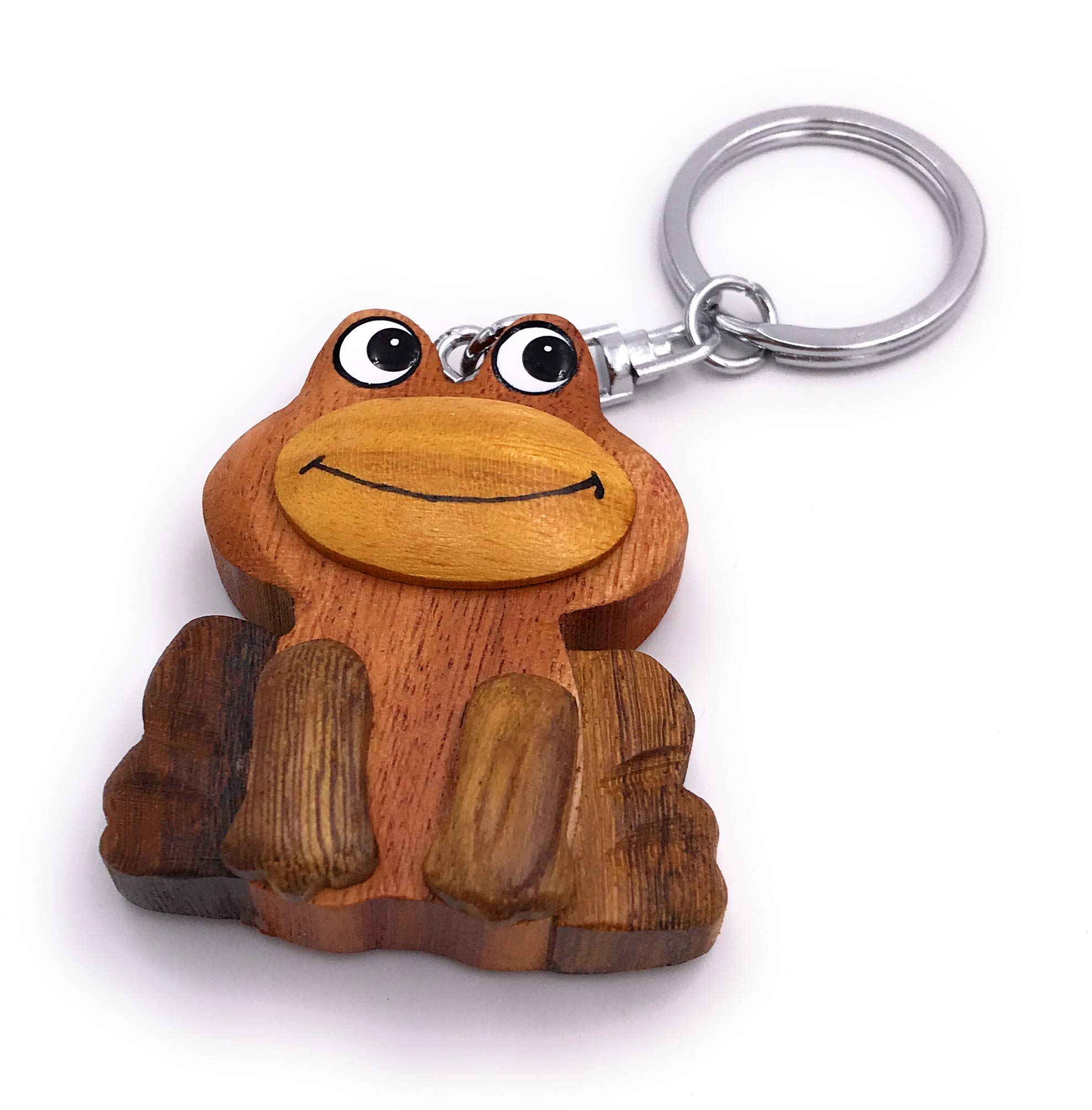 Onwomania Different Wooden Keychain Frog Vertebrate Amphibian Toad Lurch Pendant Charm