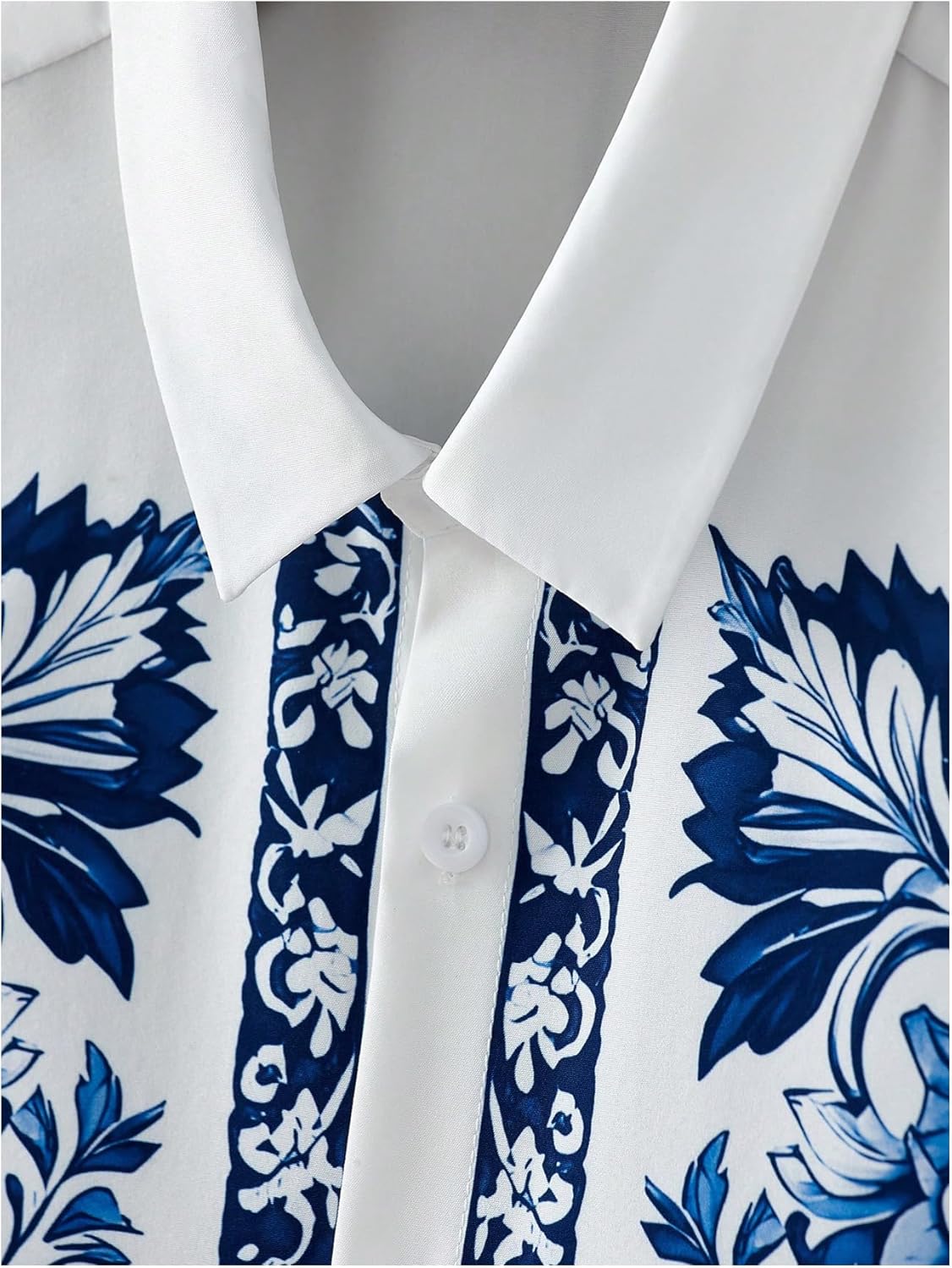 OYOANGLE Men's Floral Print Button Down Collared Shirts Summer Tropical Floral Beach Vacation Shirt - Image 4