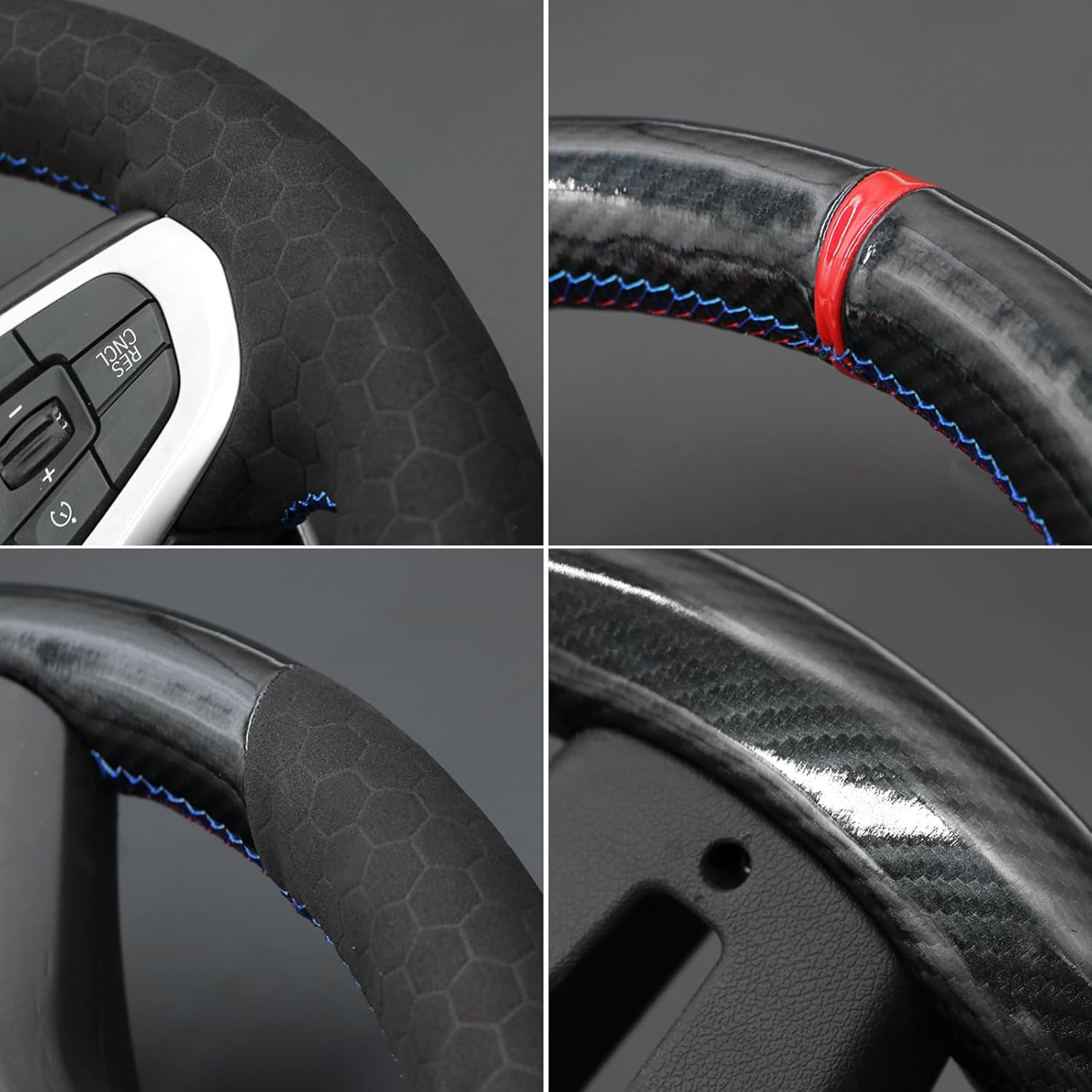 MEWANT Steering Wheel Cover for BMW 5 Series G30 G31 6 Series GT G32 7 Series G11 G12 X3 G01 X4 G02 X5 G05 Hand-Stitched Genuine Leather Car Steering Wrap