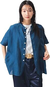 Amazon | [ビームスボーイ] S/Sシャツ リネン ソリッド スタンド