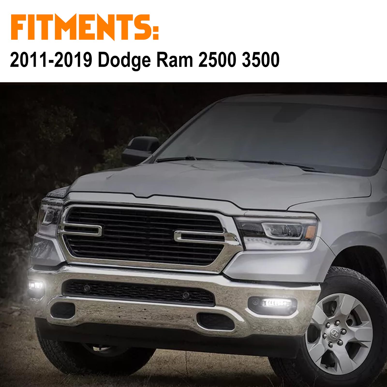 FEIDKS LED Fog Light Compatible with 2019-2023 Dodge Ram 2500 3500, Front Bumper Fog Lights Assembly with Lamp Bracket Wires Switch