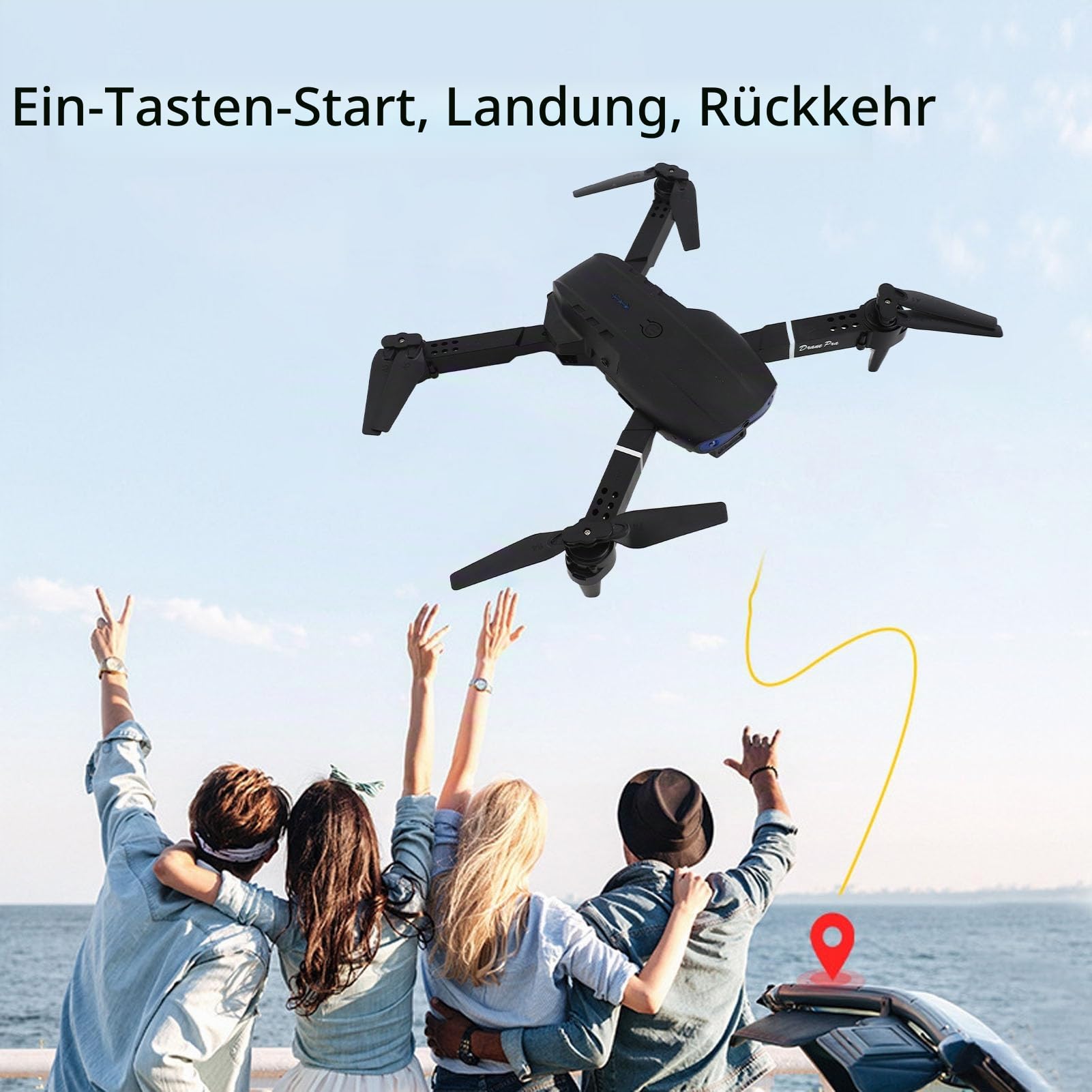 HD 4K Dual-Kamera, 3-seitige Hindernisvermeidung, WLAN-Quadcopter-Drohne mit 50-fachem Zoom für Luftaufnahmen und Fernbedienung für Mehrere Unterhaltsame Flüge