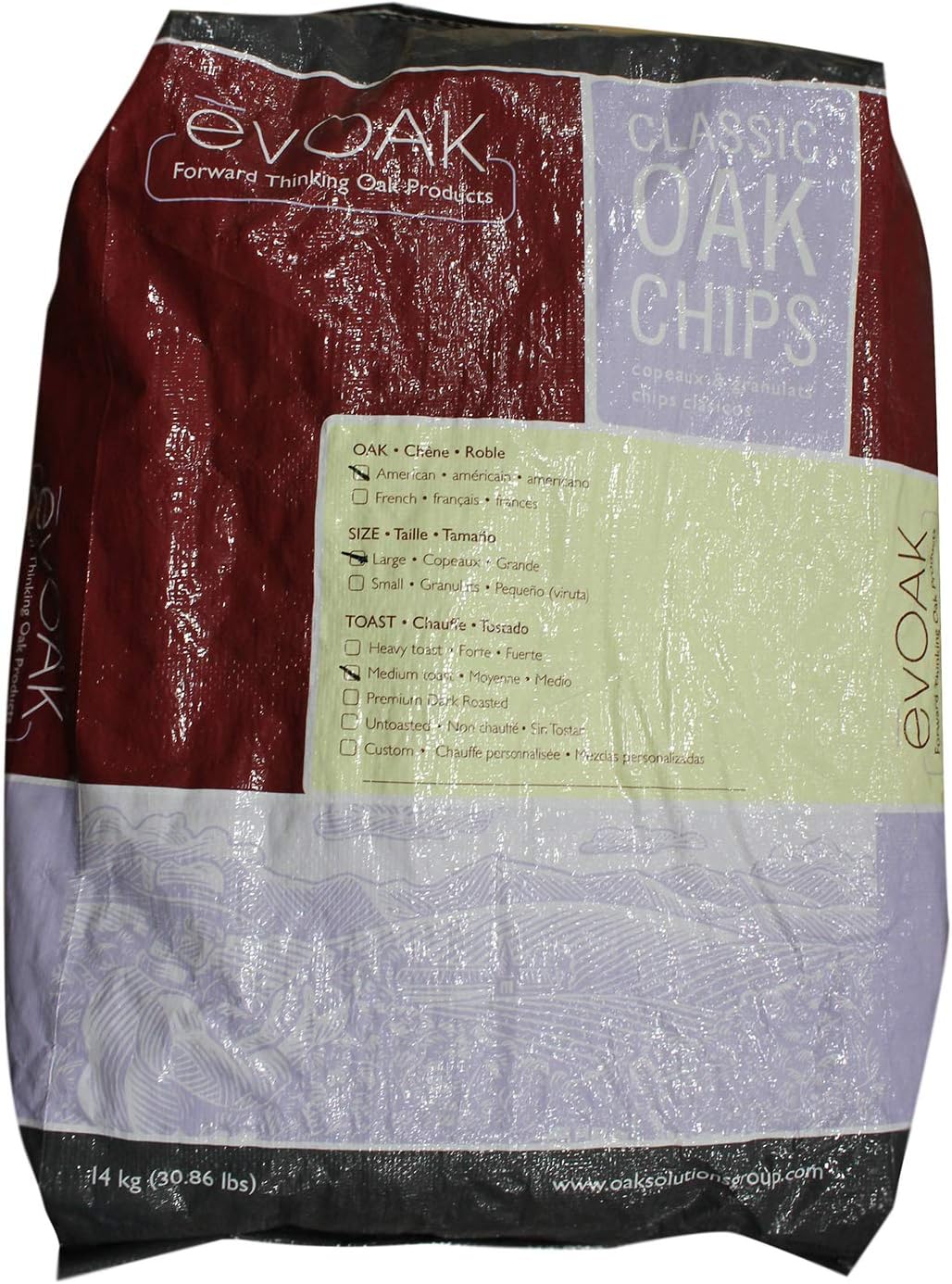 American Medium Toast Oak Chips for Wine or Home Brew Beer 30lb Bag