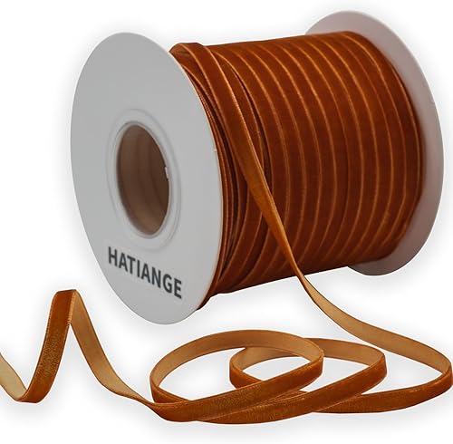 Miniatura 2 de HATIANGE Cinta de terciopelo de una sola cara dorada antigua de 14 pulgadas de ancho x 50 yardas por rollo, para envolver regalos, lazos para el