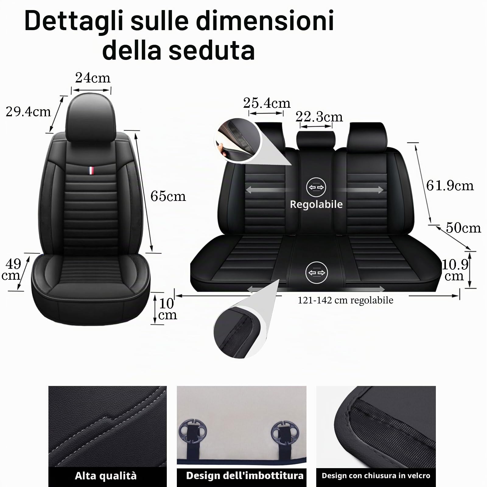 Coprisedili auto per Mercedes-Benz Classe B Classe C Classe E GLB GLC GLE, set universale di 5 pezzi, traspiranti, impermeabili e resistenti all'usura (nero)