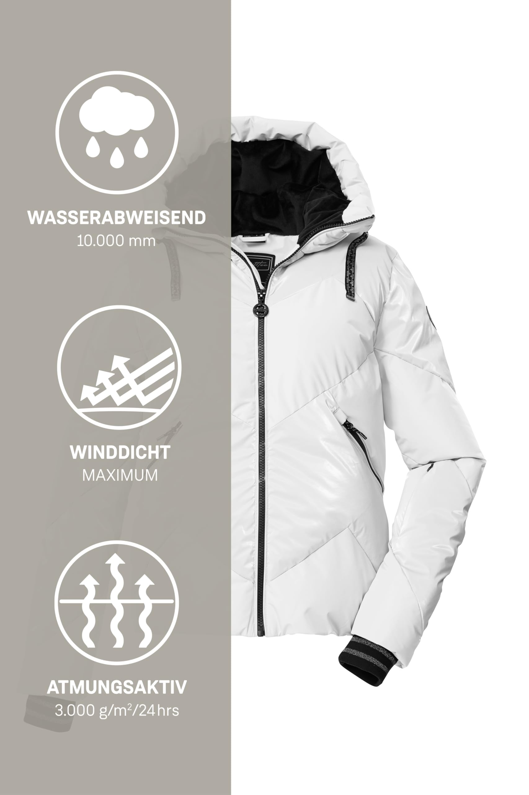 Killtec Damen Ksw 113 Wmn Ski Qltd Jckt Steppjacke/Skijacke/Funktionsjacke in Daunenoptik mit Kapuze und abzippbarem Schneefang