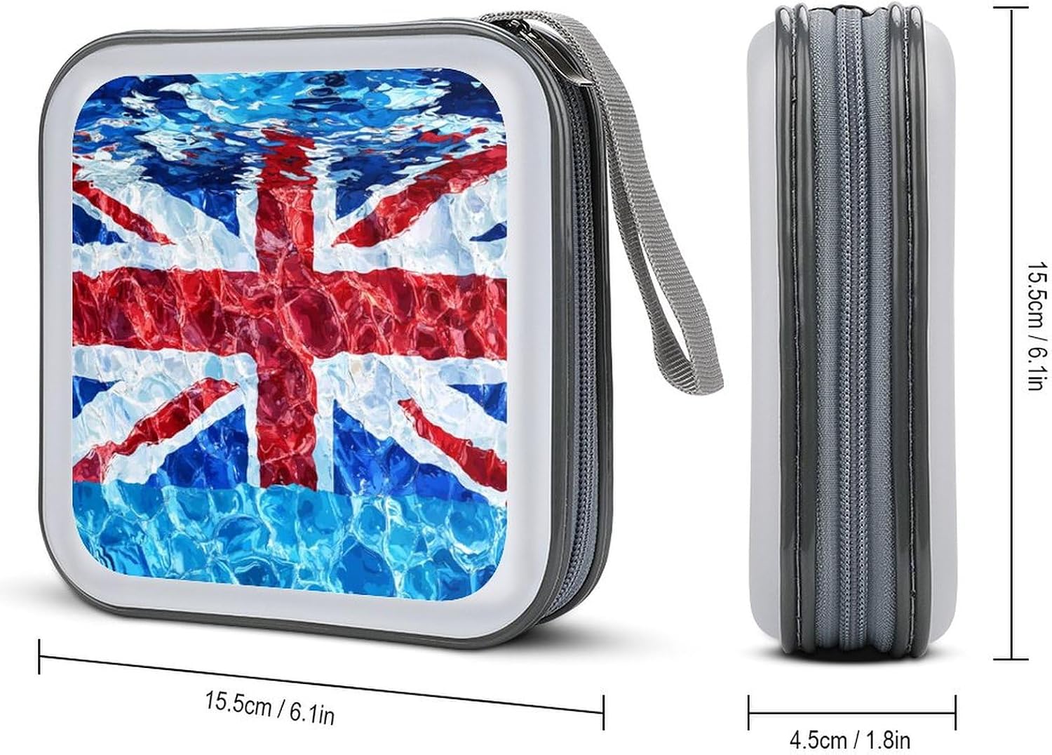 United Kingdom Flag in Water CD Case Portable DVD Storage Box CD Wallet Holder Binder Organizer for Car Home