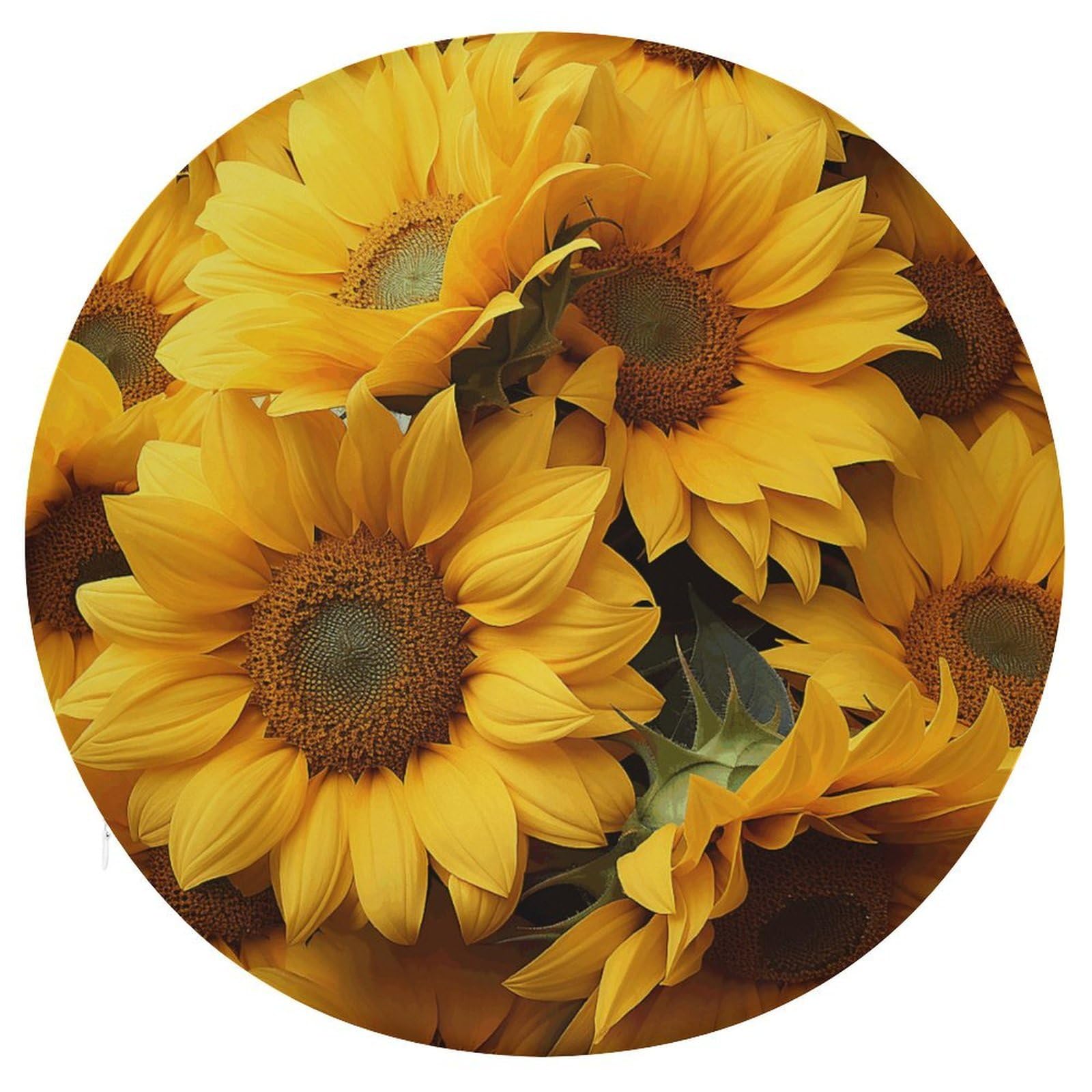 Wsoihfec Style Many Sunflowers Seat Cushion Round Chair Pad