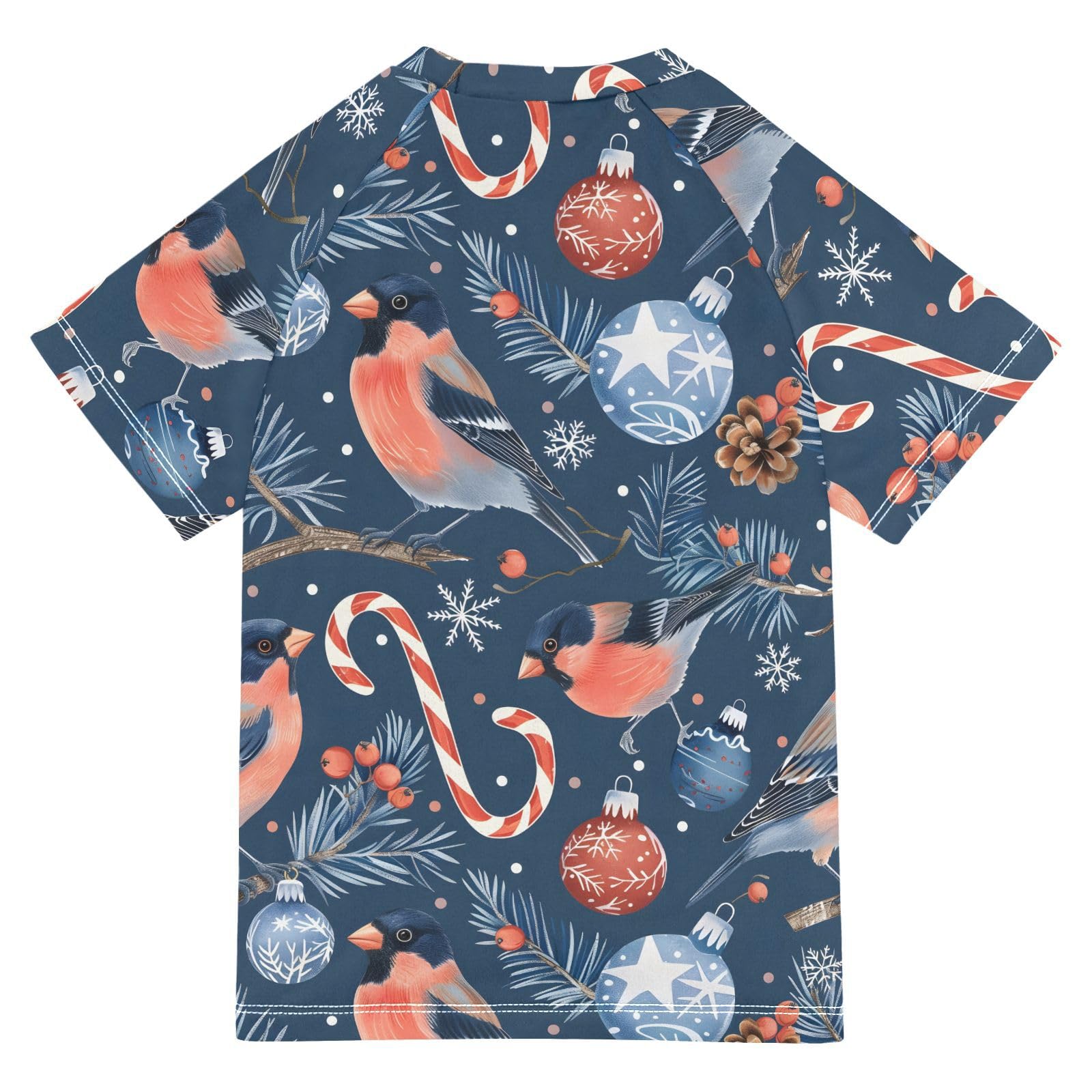 ALAZA Boys Swim Shirts Toddler Rash Guard Short Sleeve Rashguard Cute Birds UPF 50+ 11-12T
