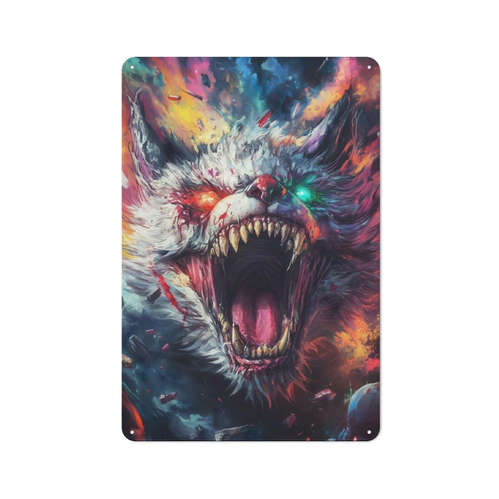 Junmoney Ferocious Beast 30X20cm Rustic Tin Sign With For Home Office Or Studio, For Metal Sign Collectors, For Garage And Workshop Walls