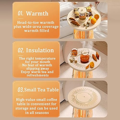 Miniatura 5 de Electric Fireplace Stove Heater, Freestanding Propane Fire Pit Table with Insulation Design, 2-Speed Adjustment and Removable Tabletop for