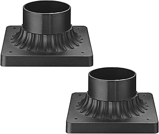 Darkaway Outdoor Post Light Base Mount, Post Light Adapter 3'' Pier Mount Base with Matte Black Finish for Deck Porch Patio, 5.5" W x 5.5" D x 3.25" H (2 Pack, Black)