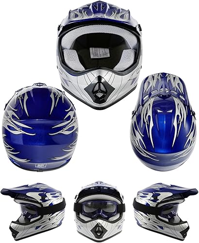 Miniatura 10 de TCT-MOTORPARTS DOT - Casco de motocross para niños y jóvenes, casco de cara completa para motocross, ATV, todoterreno, casco de cuatro ruedas, llama