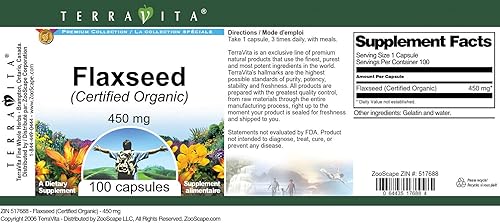 Miniatura 2 de Linaza (Certificado Orgánico) - 450 mg (100 Cápsulas, ZIN 517688) - Paquete de 3