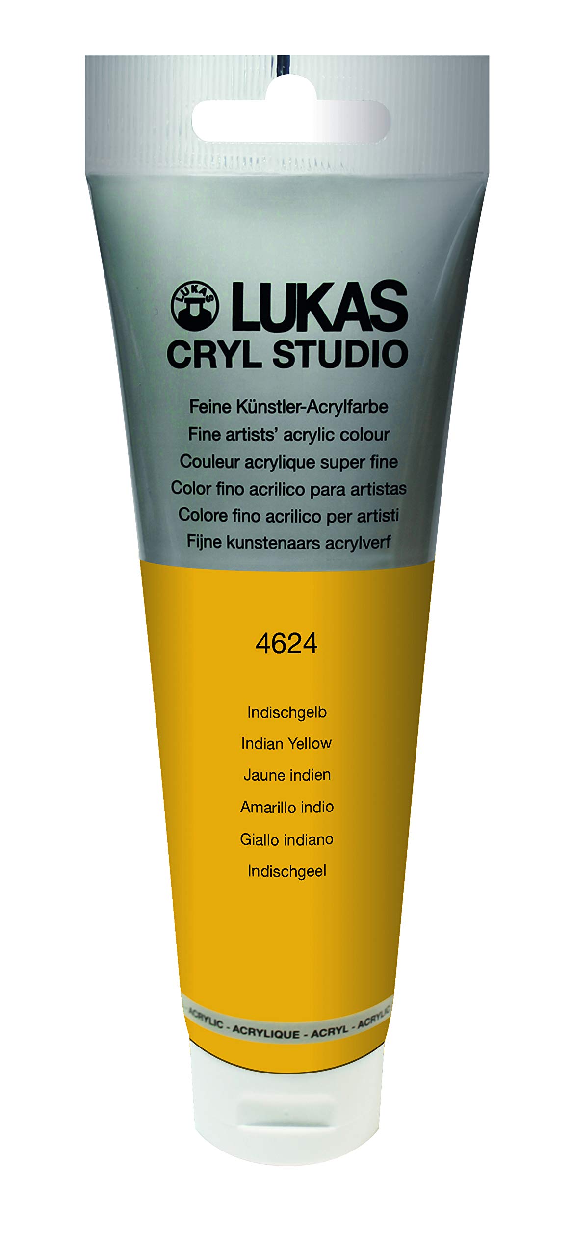 Lukas CRYL Studio Artist Acrylic Paint, Indian Yellow, 125 ml Tube - High Pigment Acrylic Paints for Canvas Painting, Large Scale Works - Medium-Viscosity, Water-Mixable, Fast Drying