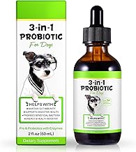 JSBNQRMZ Probiotics for Dogs - 3 in 1 Supplement with Prebiotics and Enzymes - Rapid Relief for Diarrhea and Sensitive Stomach - Liquid 60ml | Intestinal Flora y Defensas