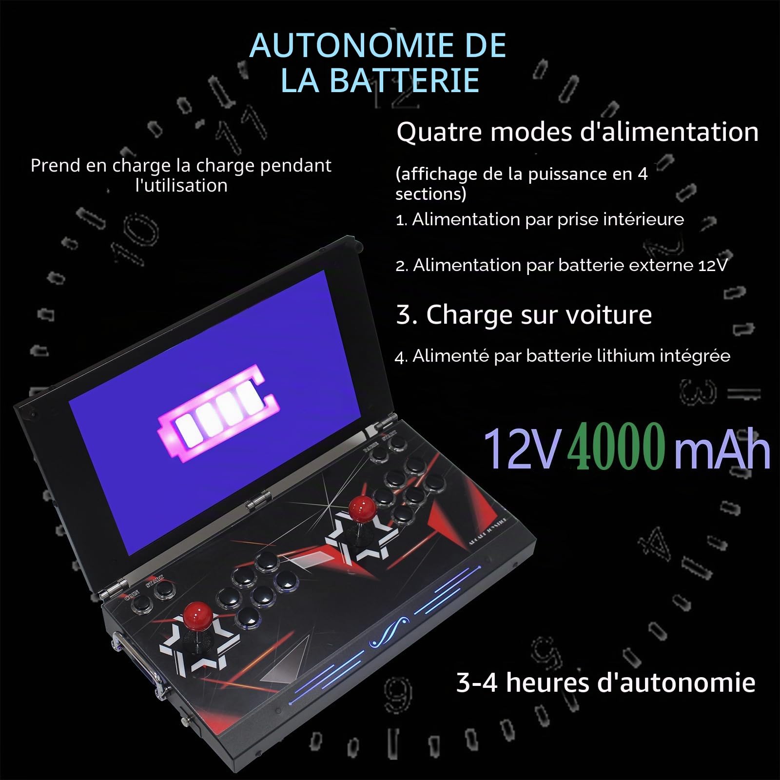 Console de jeu d'arcade portable 26800 en 1 avec écran HD de 17,5 pouces, double joueur, boîte Pandoras DX, jeux vidéo rétro recherche/cache/enregistrement/pause, jeux (Bleu 26800 70s)
