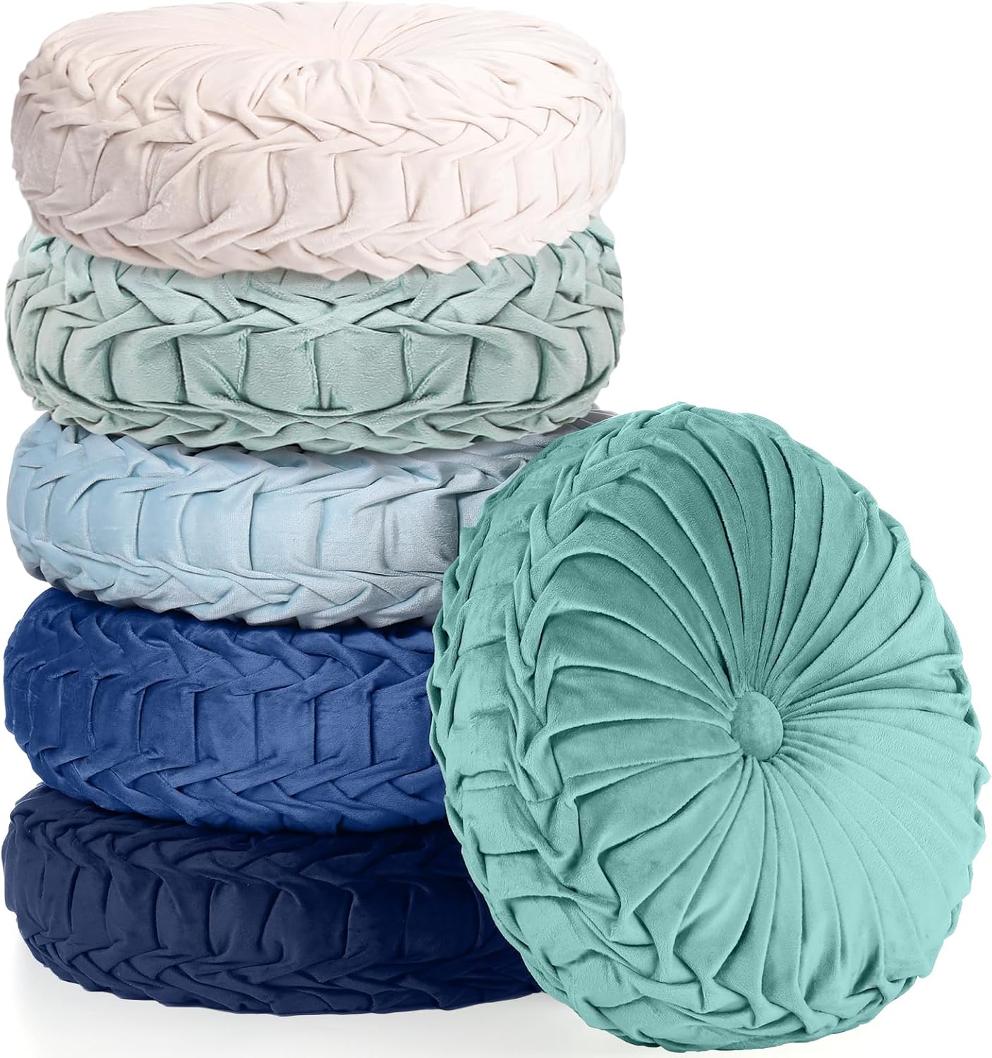Yerliker 6 Pcs Floor Pillow Cushions Round Velvet Throw Pillows Colorful Flexible Floor Cushions 15inch Alternative Floor Pillows for Couch Chair Bed Home Office Classroom Decor