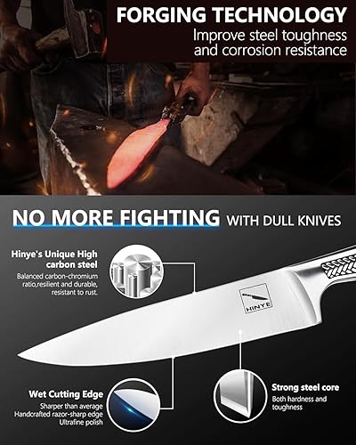 Miniatura 2 de Cuchillo de chef de acero inoxidable de alto carbono, cuchillo de cocina afilado de 8 pulgadas con diseño único, perfecto para uso familiar y