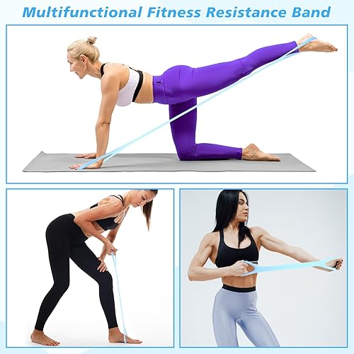 Miniatura 6 de Hiboom Paquete de 24 bandas de resistencia de goma con asas antideslizantes, bandas de entrenamiento elásticas para entrenamiento de brazos y