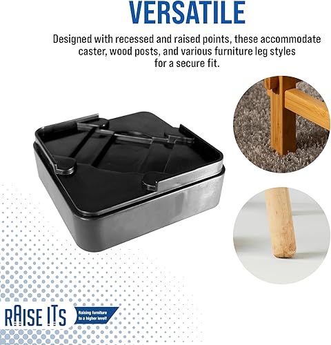 Miniatura 6 de Raise ITS Furniture Risers - Elevador de cama, color negro, 1 x 4 x 4 pulgadas (8 unidades)