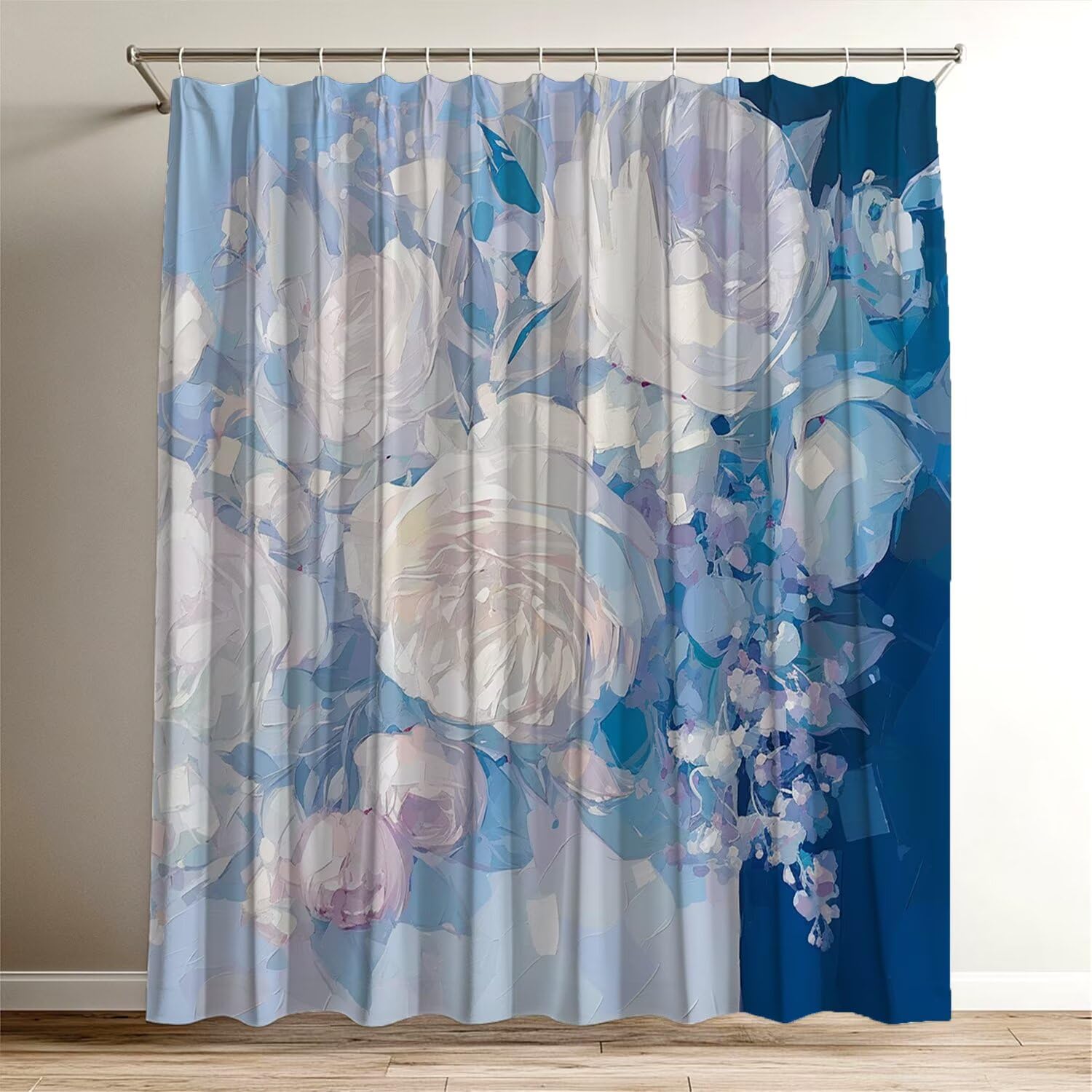 Rideau de douche plante pivoine 100x120 cm en polyester lavable Wy-147