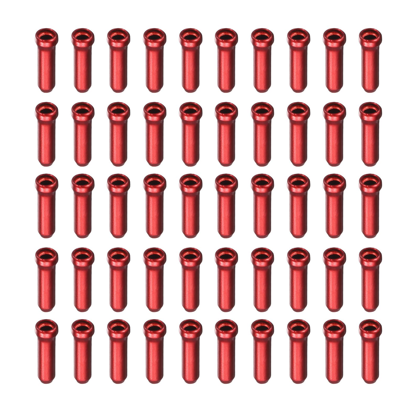 sourcing map 100pcs Bike Cable End Caps Set Aluminum Alloy Cable End Crimps Durable Bike Brake Cable End Tips Kit for Brake Cable Core End Shift Cable Core Tail End Parts Tools, Red