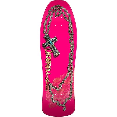 Powell Peralta Ray Underhill Cross Reissue Skateboard Deck, Pink/Gold Foil, 9.9" x 31.03"