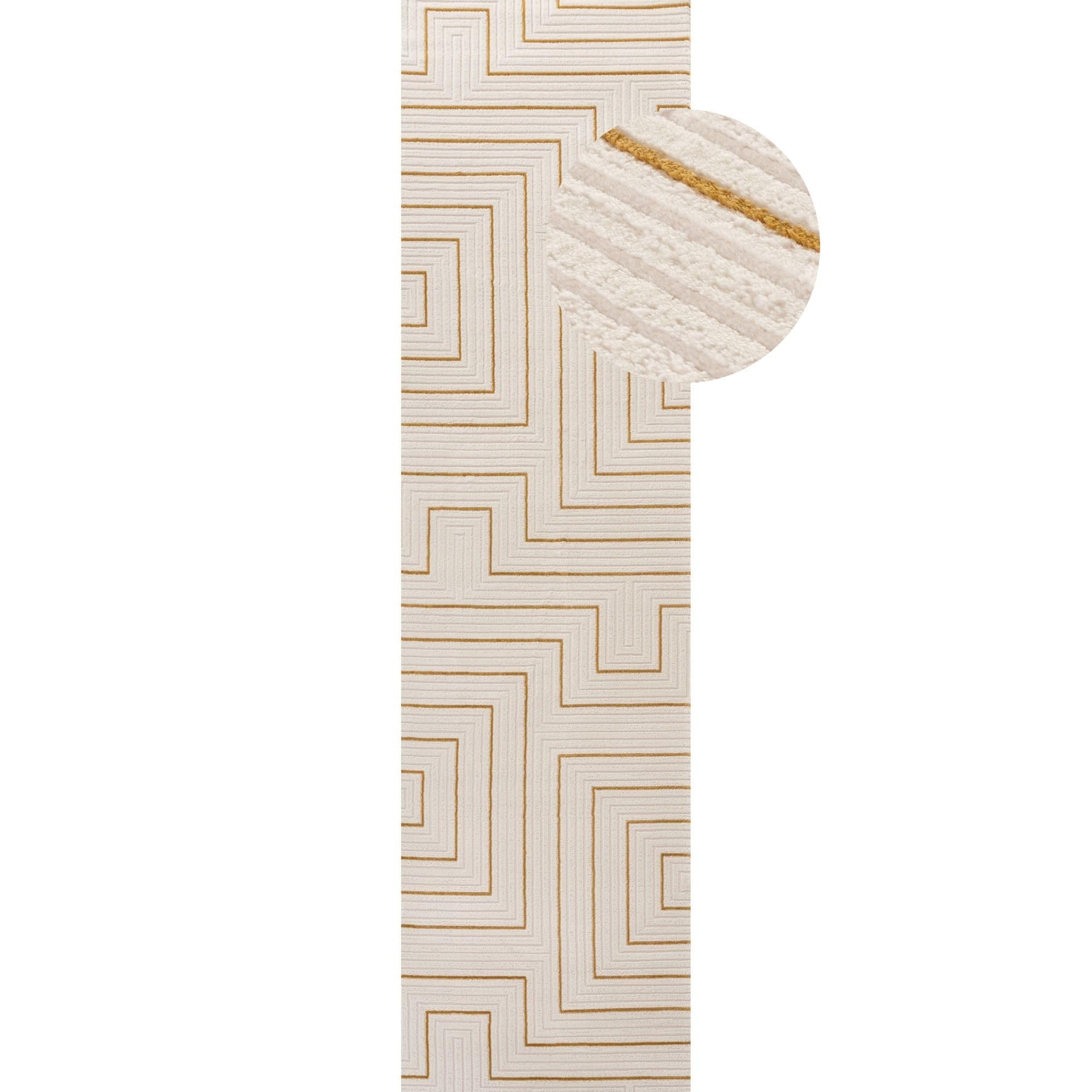 THE RUGS Carmel Modern Area Rug - Stain-Resistant, Non-Shedding, Durable Rugs for Bedroom and Hallway [ Geometric Gold, 80x300 cm ]