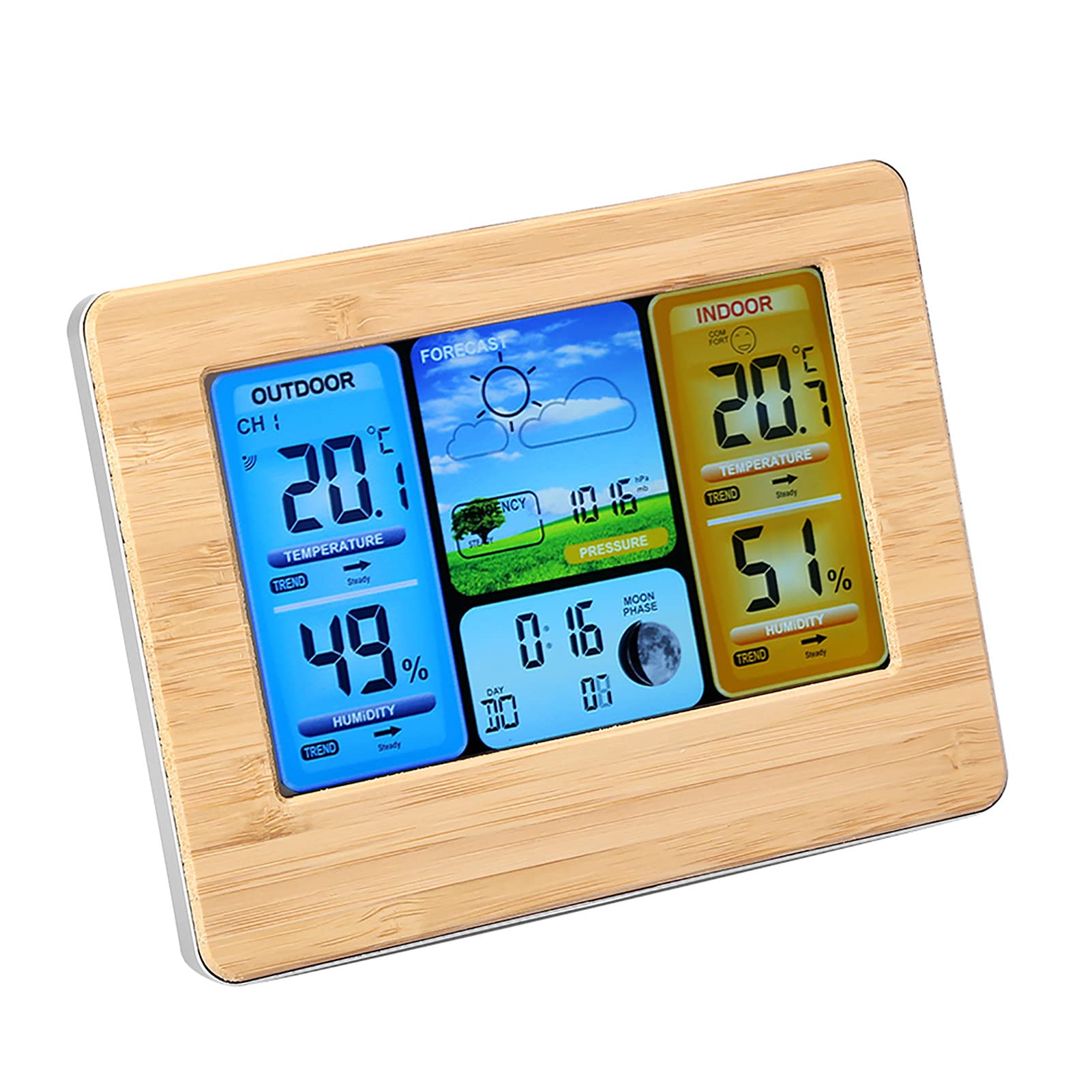 Yinhing Orologio Digitale con Display LCD, Previsioni Meteo per Interni Ed Esterni, Funzione di Allarme, Funzione di Allarme, Tendenza Barometrica, Fasi Lunari, Indicatore di Comfort (#1)