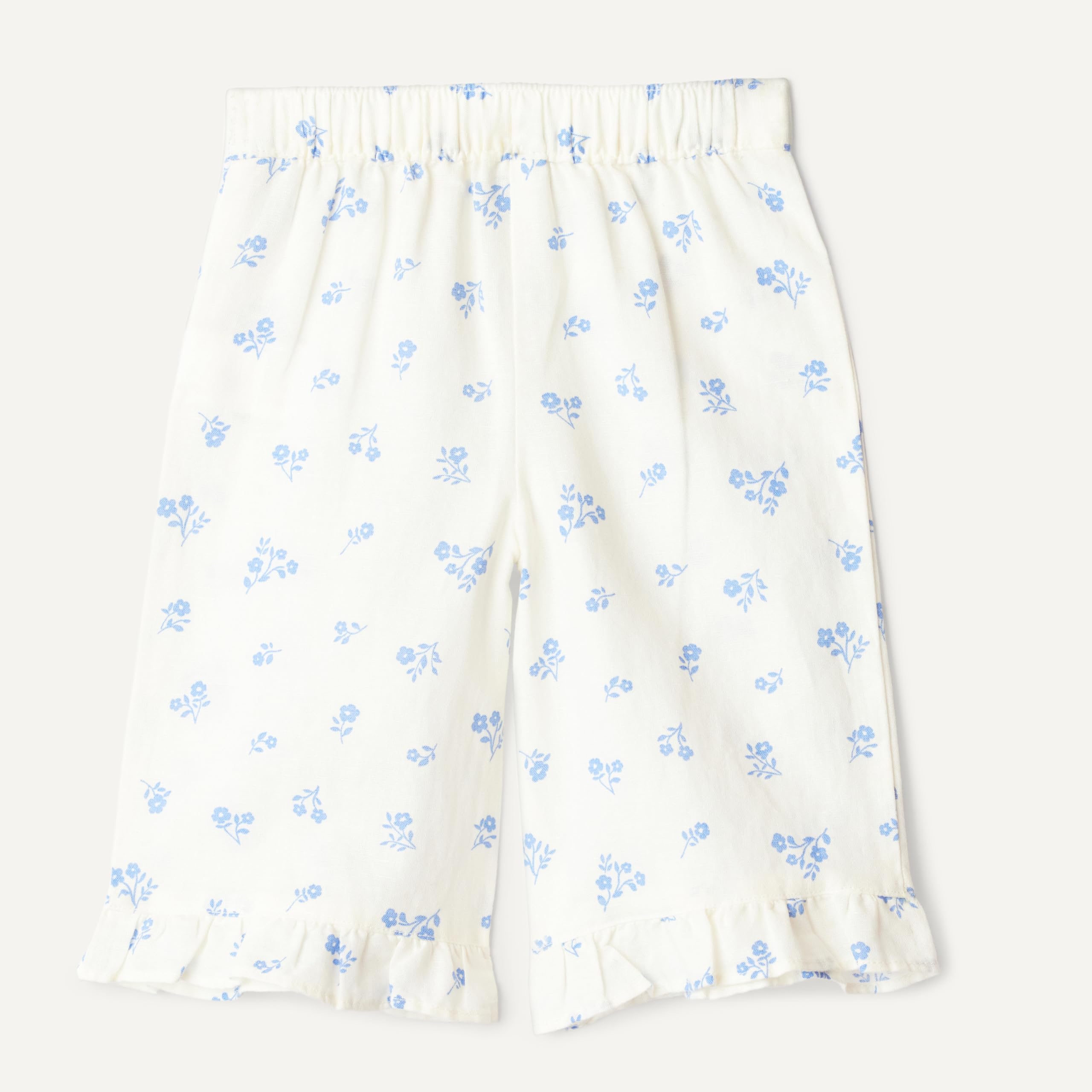 Amazon Essentials x Sofia Grainge Pantaloni Pull-On a Gamba Larga in Cotone e Lino, con Volant Unisex - Bimbi 0-24