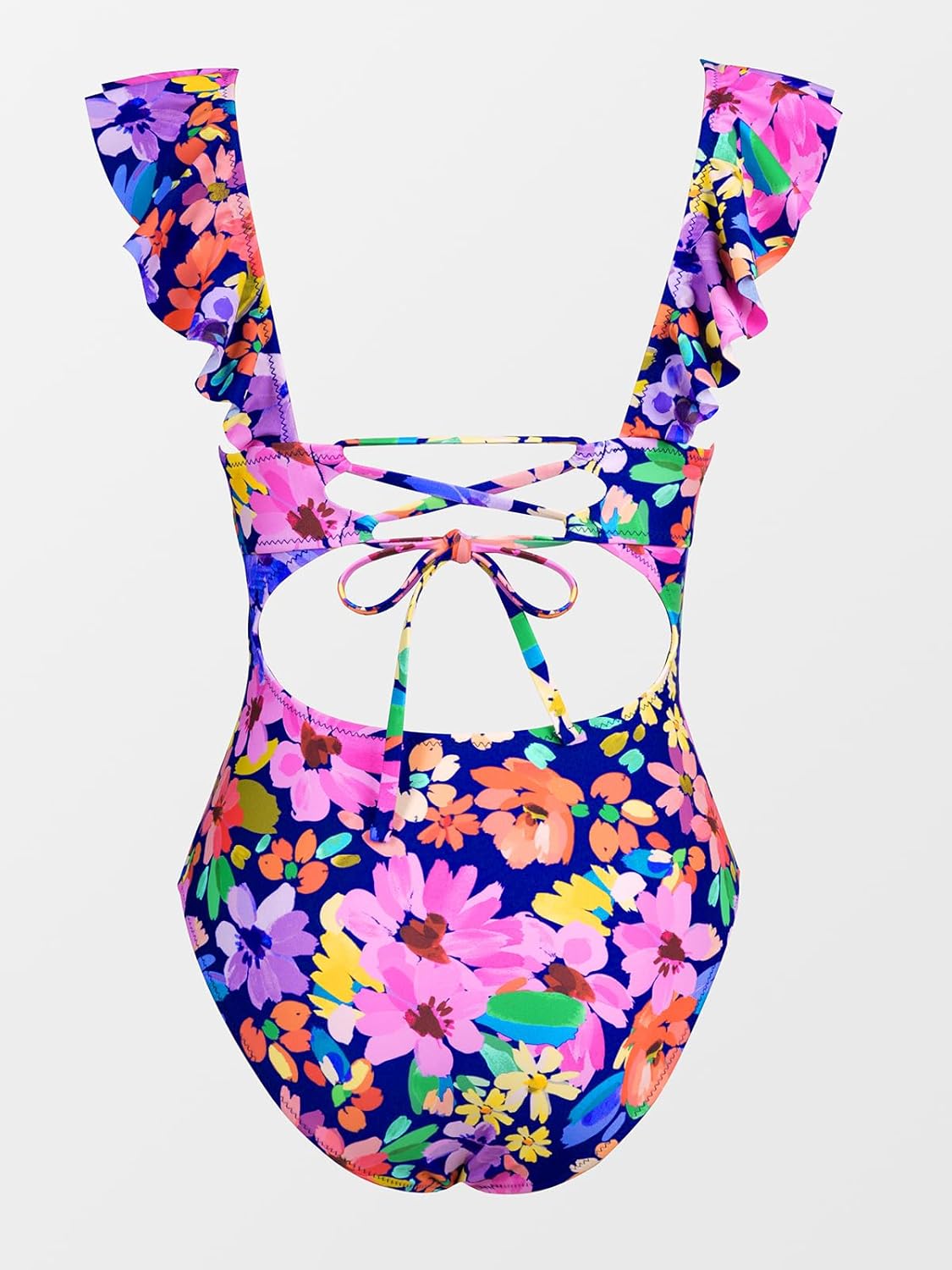 CUPSHE Women's Ruffled One Piece Swimsuit V Neck Lace Up - Image 6