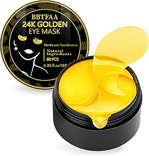 Under Eye Patches, 24K Gold Collagen Eye Mask for Puffy Eyes & Dark Circles Treatments, Reduce Under Eye Bags and Smooth Wrinkles, Hydrating and Moisturizing, Eye Skin Care Pads for Beauty & Personal Care (𝟔𝟎𝐏𝐂𝐒 )