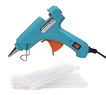 Fadman Electric 20W Turquoise Mini Hot Melt Glue Gun With 8 Pcs Hot Melt Glue Stick Standard Temperature Corded Glue Gun (7 mm)