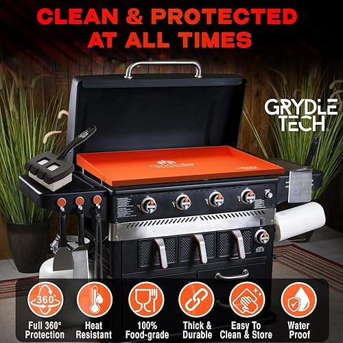 Miniatura 6 de GrydleTech Funda de silicona para parrilla Blackstone de 36 pulgadas con cobertura completa de borde y cepillo de limpieza superior de parrilla,