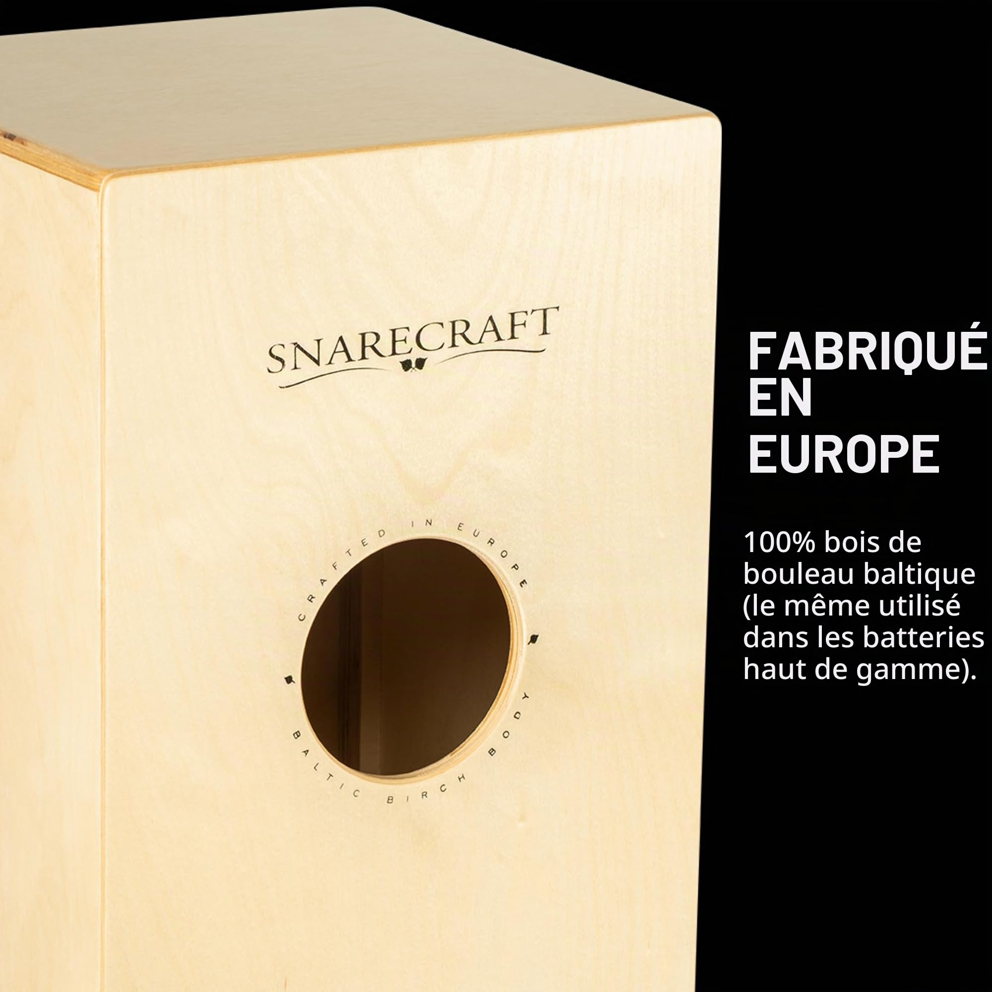 Meinl Percussion Snarecraft Cajon Instrument – Grand Cajon avec 2 Cordes pour le timbre – Bouleau, Naturel (SC100AB)
