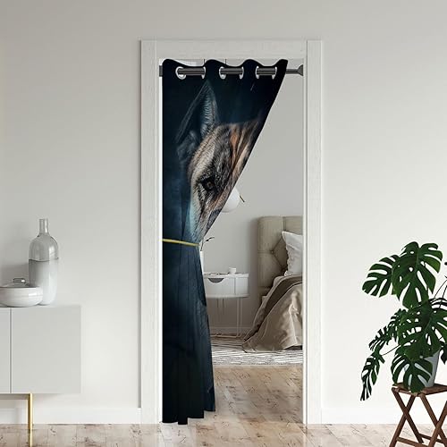 Miniatura 2 de Cortinas de puerta de bulldog para puertas, perros feroces, huesos de mascotas, pata de mascota, divertida cortina opaca para armario de dormitorio